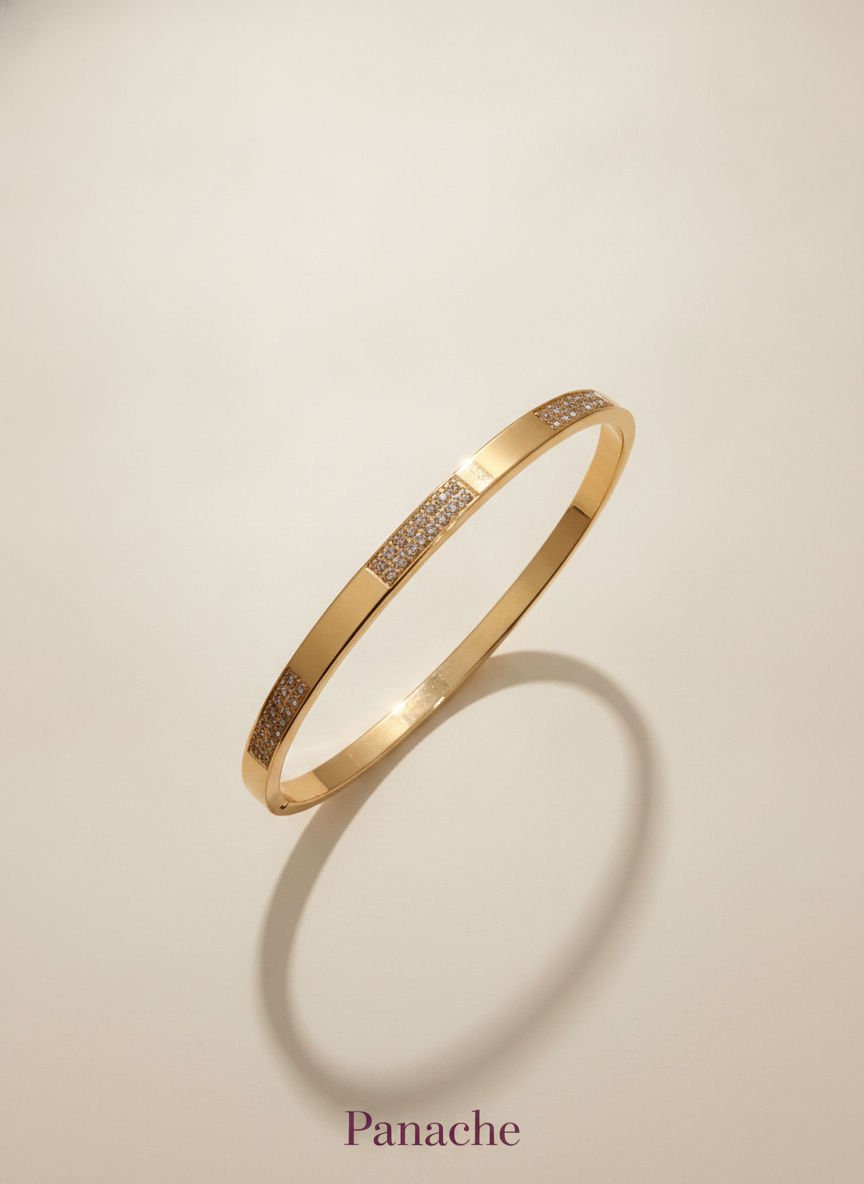 Gold Pave Bangle Bracelet