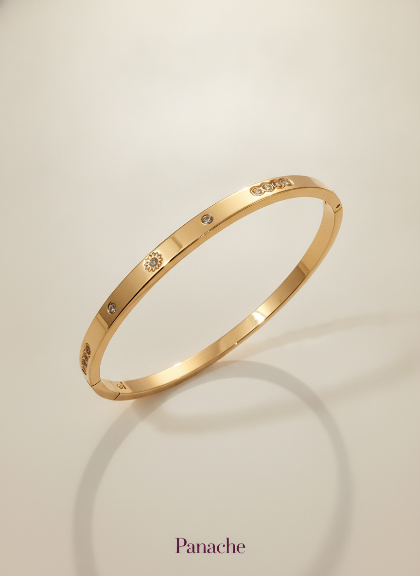Gold Studded Crystal Bangle