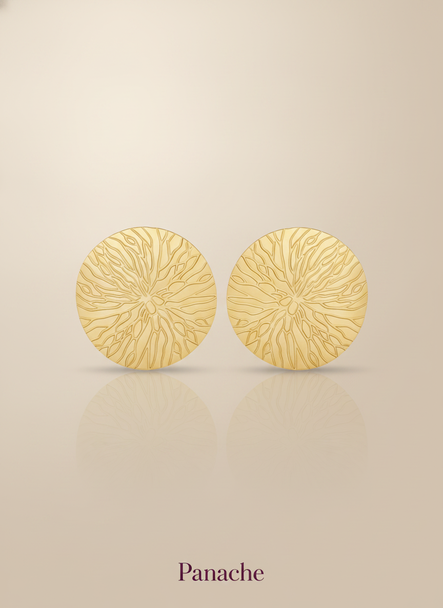 Textured Gold Disc Earrings