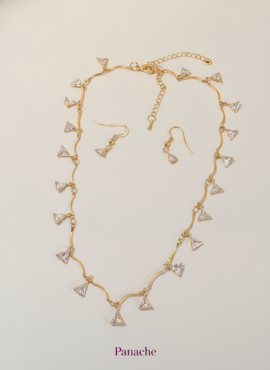 Crystal Triangle Necklace Set