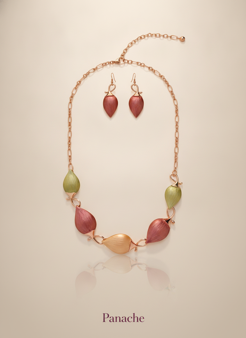 Enamel Petal Necklace Set