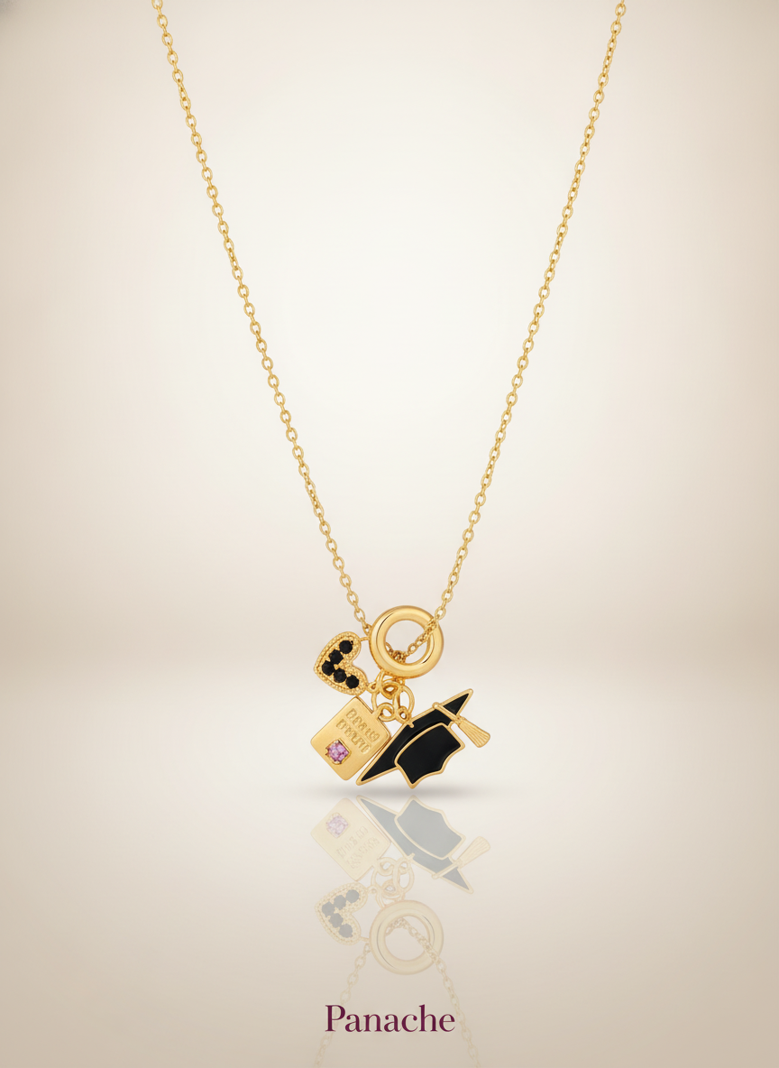 Graduation Charm Cluster Necklace