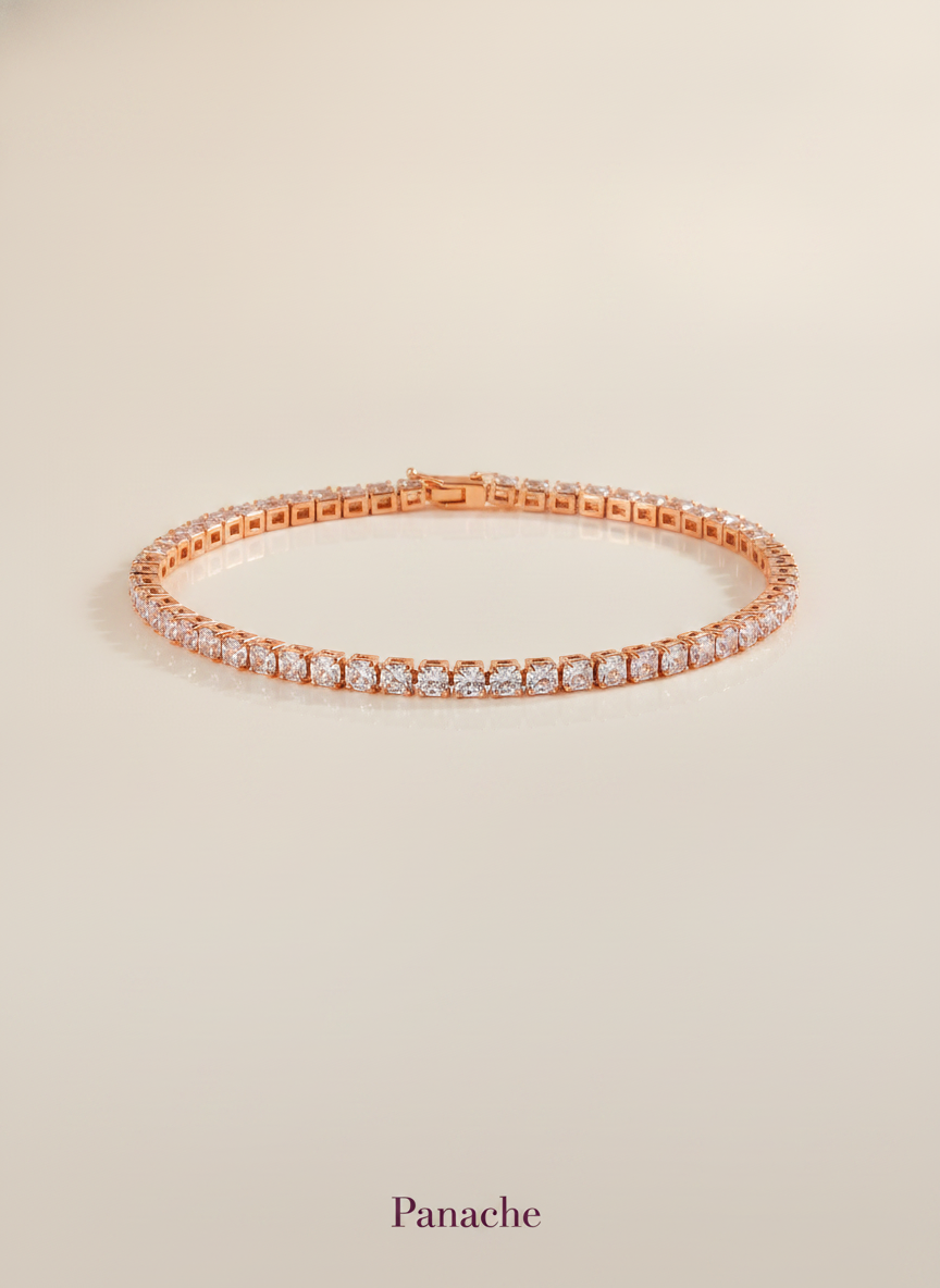 Rose Gold Crystal Tennis Bracelet