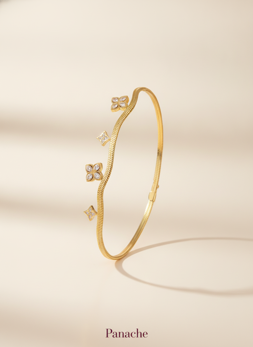 Golden Clover Charm Bracelet