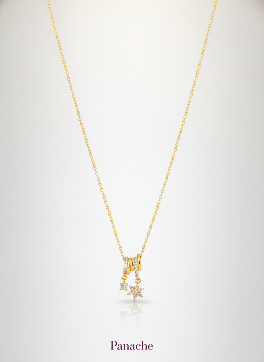 Sparkling Floral Drop Pendant Necklace