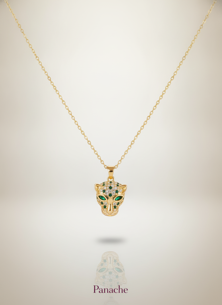 Golden Panther Pendant Necklace