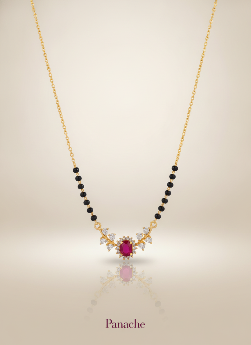 Ruby Kundan Black Bead Mangalsutra