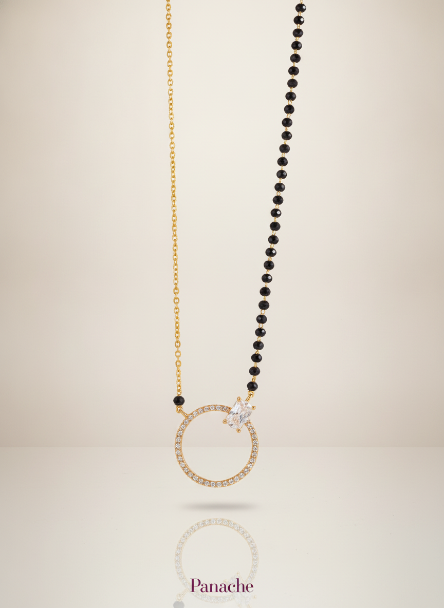 Black Bead Circle Mangalsutra Necklace