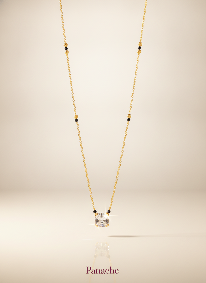 Solitaire Black Bead Mangalsutra Necklace