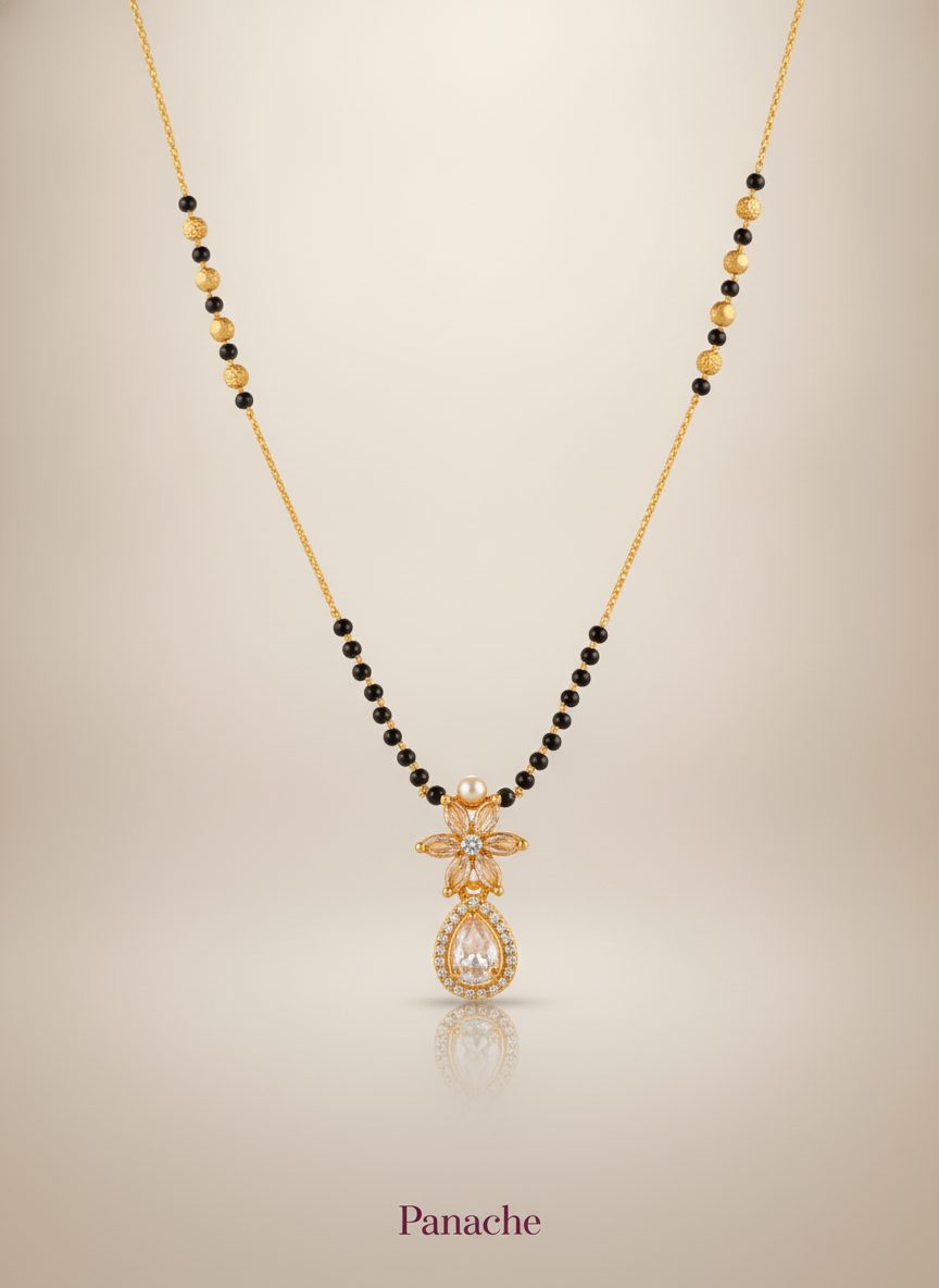 Gold & Black Bead Mangalsutra Necklace