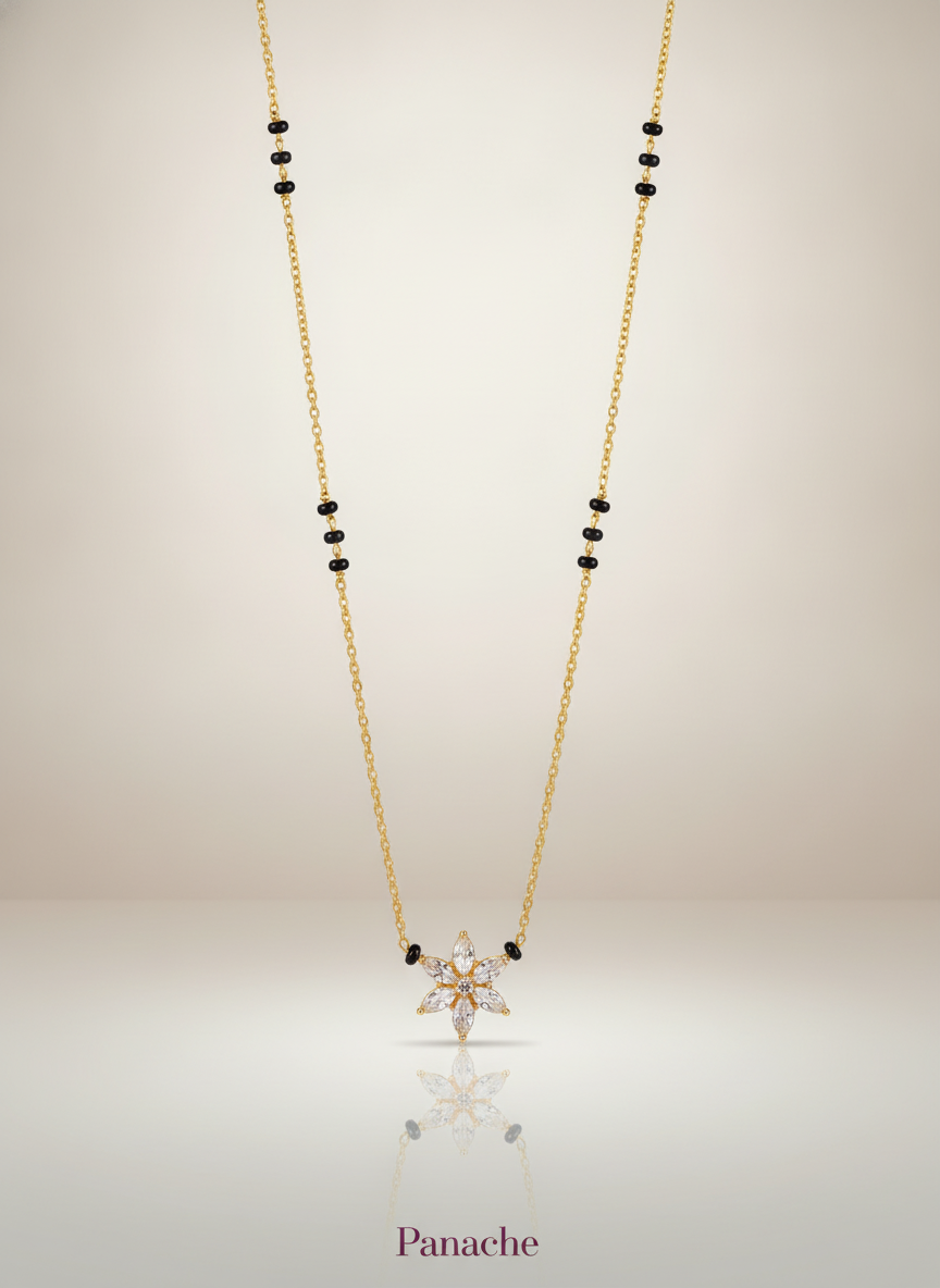Floral Zircon Mangalsutra Necklace