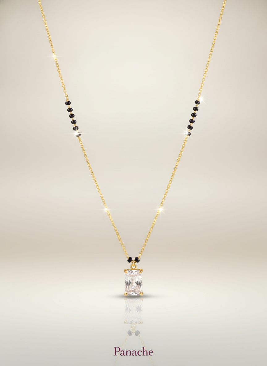 Solitaire Black Bead Mangalsutra