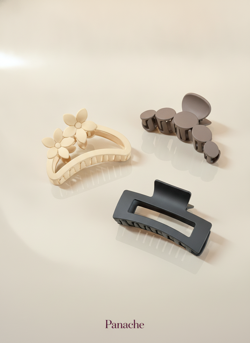 Matte Mix Claw Clips Trio - 3 Pcs - Multicolor