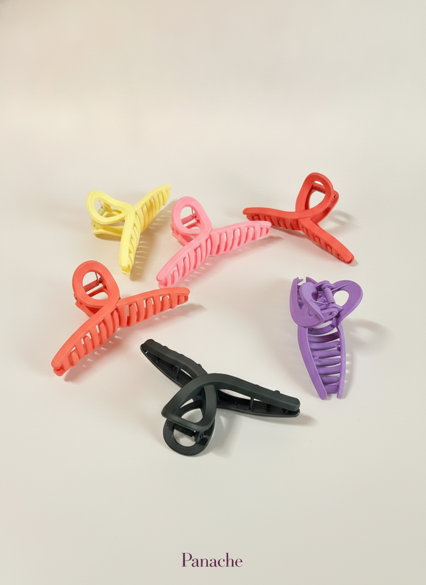 Matte Bow Loop Claw Clutcher 3 Pcs - Multicolor