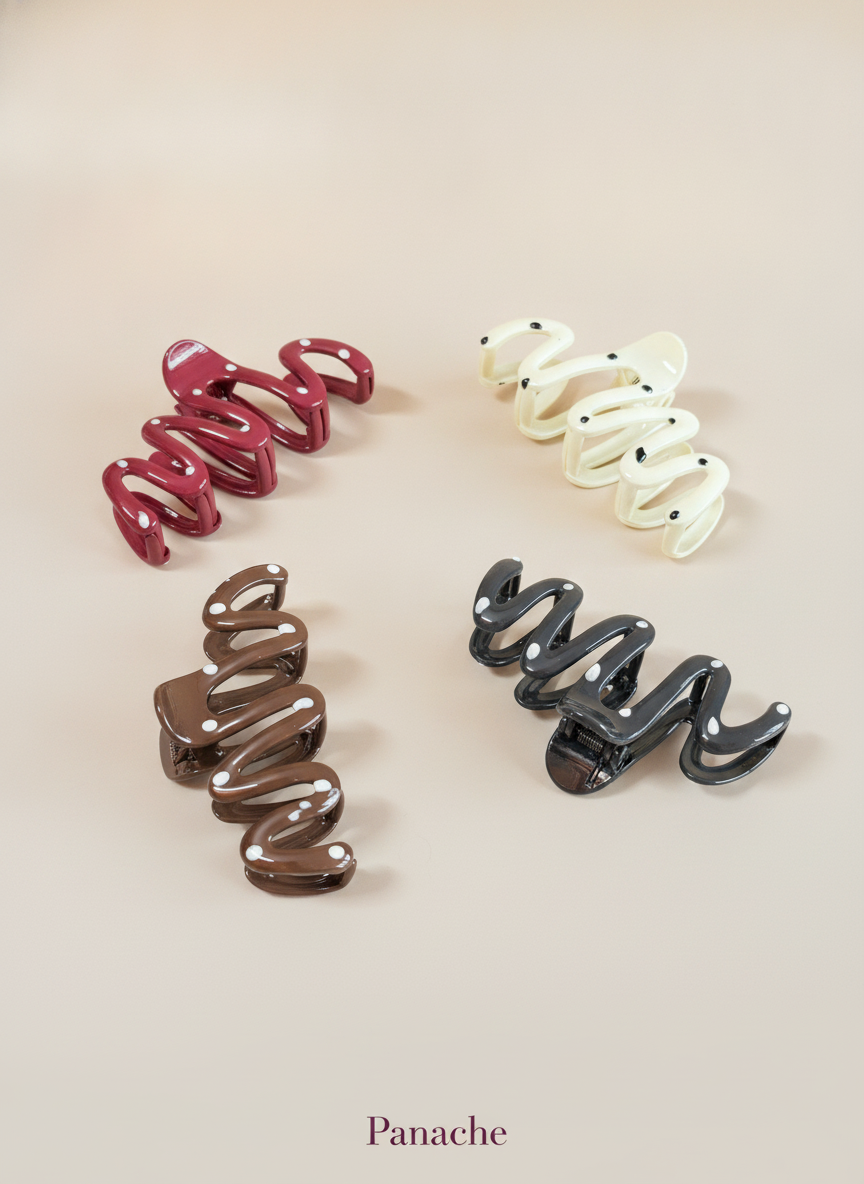 Glossy Zigzag Claw Clip 2 Pcs - Multicolor