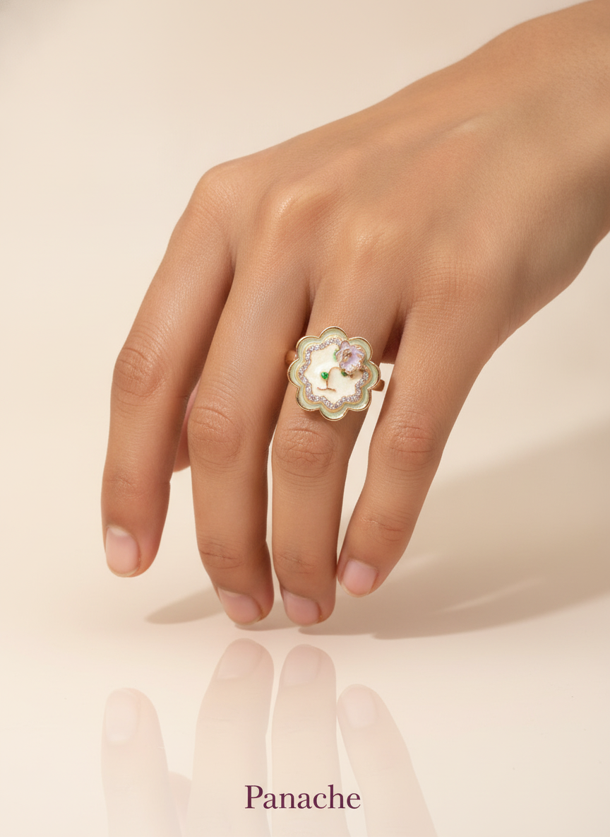 Enamel Floral Blossom Ring