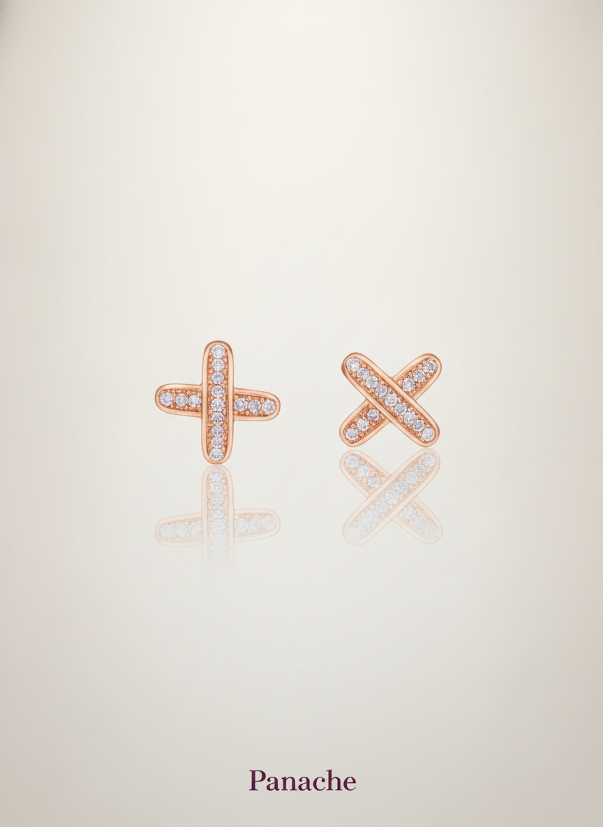 Gold Criss-Cross Stud Earrings
