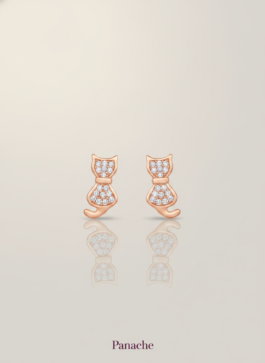 Gold Kitty Stud Earrings