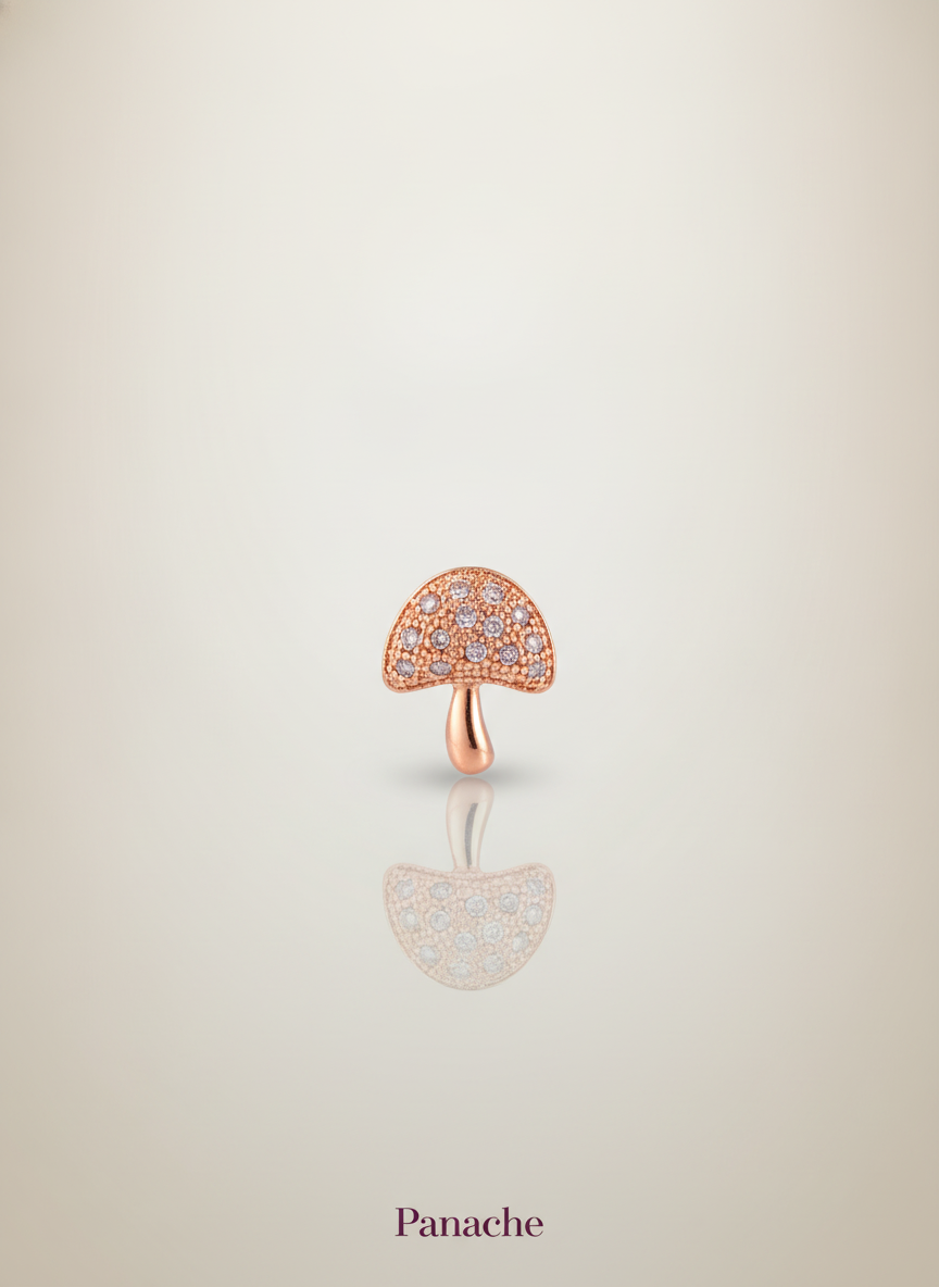 Rose Gold Mushroom Stud Earrings