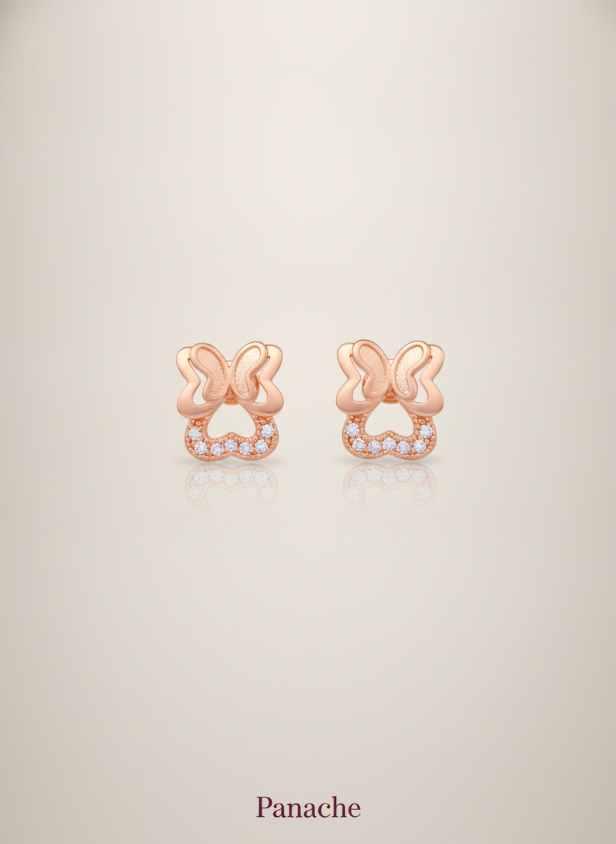 Rose Gold Bow Stud Earrings