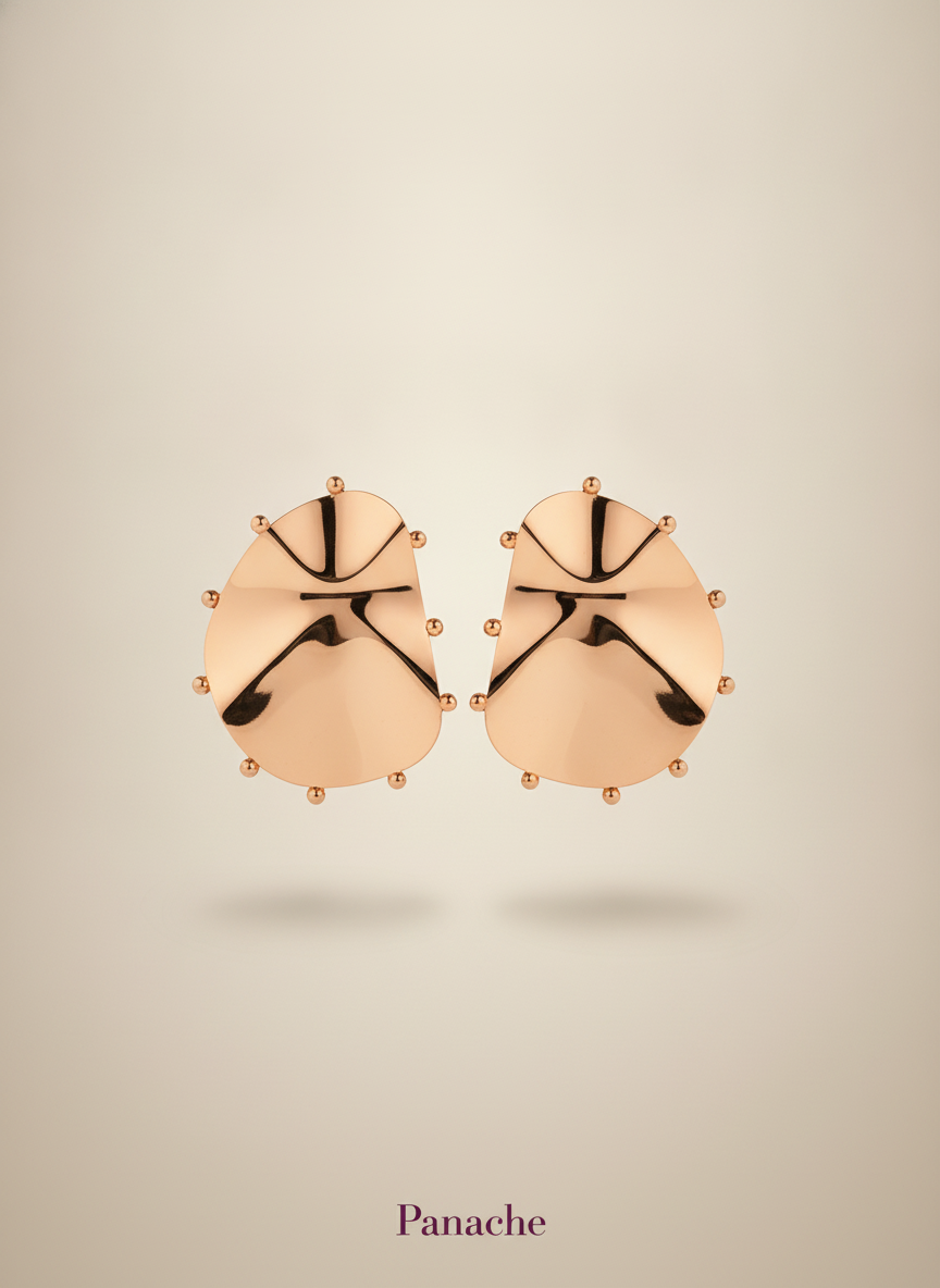 Molten Gold Disc Statement Earrings