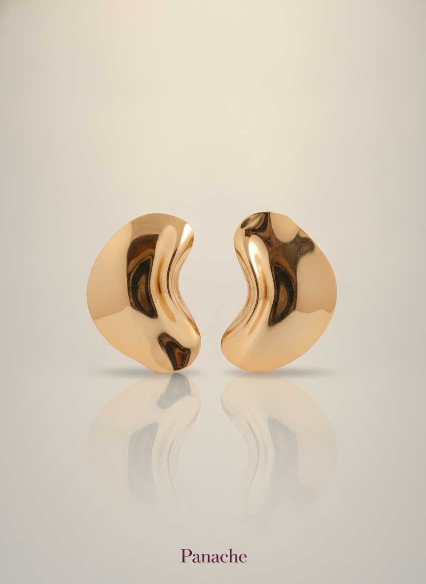 Molten Gold Wave Statement Earrings