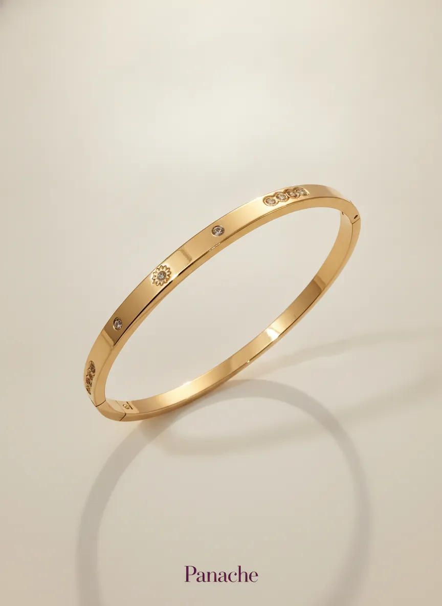Gold Studded Crystal Bangle