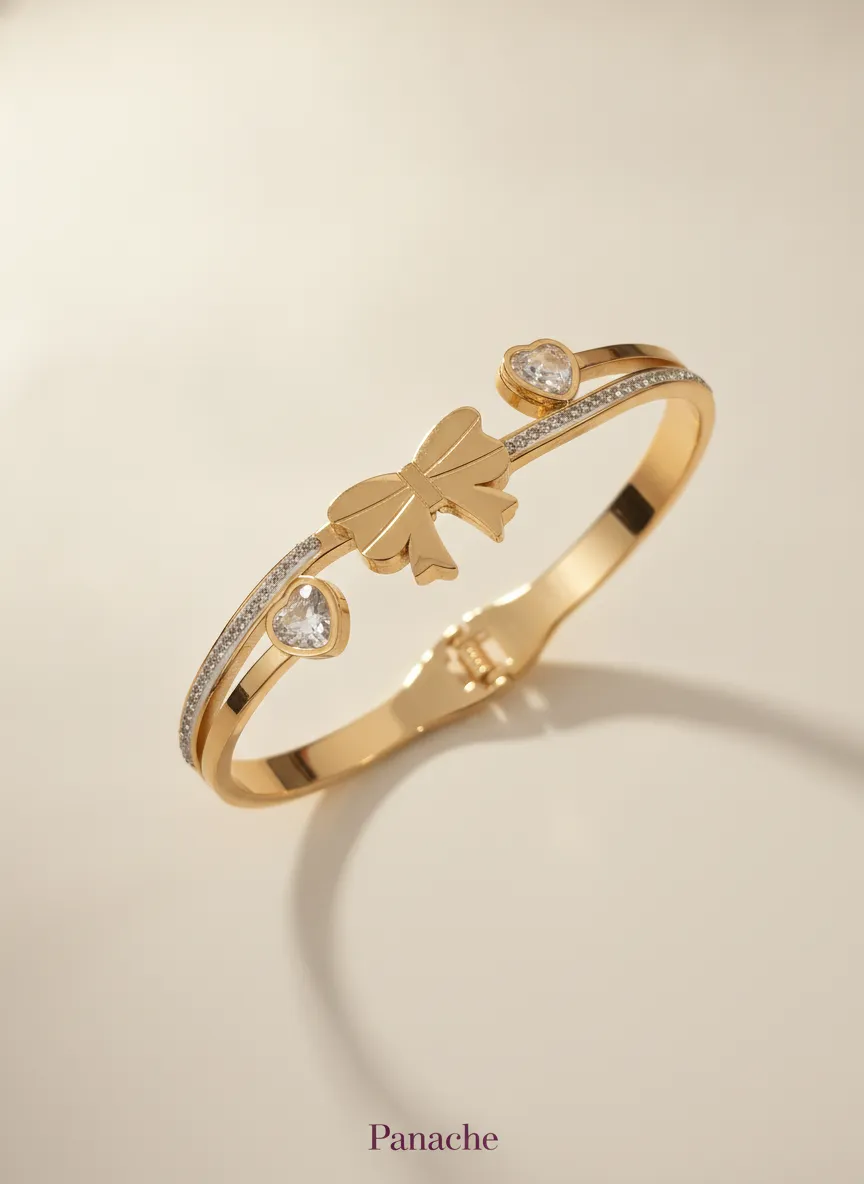 Gold Bow Heart Bracelet