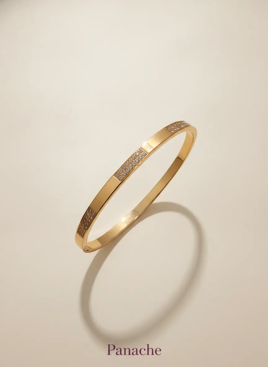 Gold Pave Bangle Bracelet