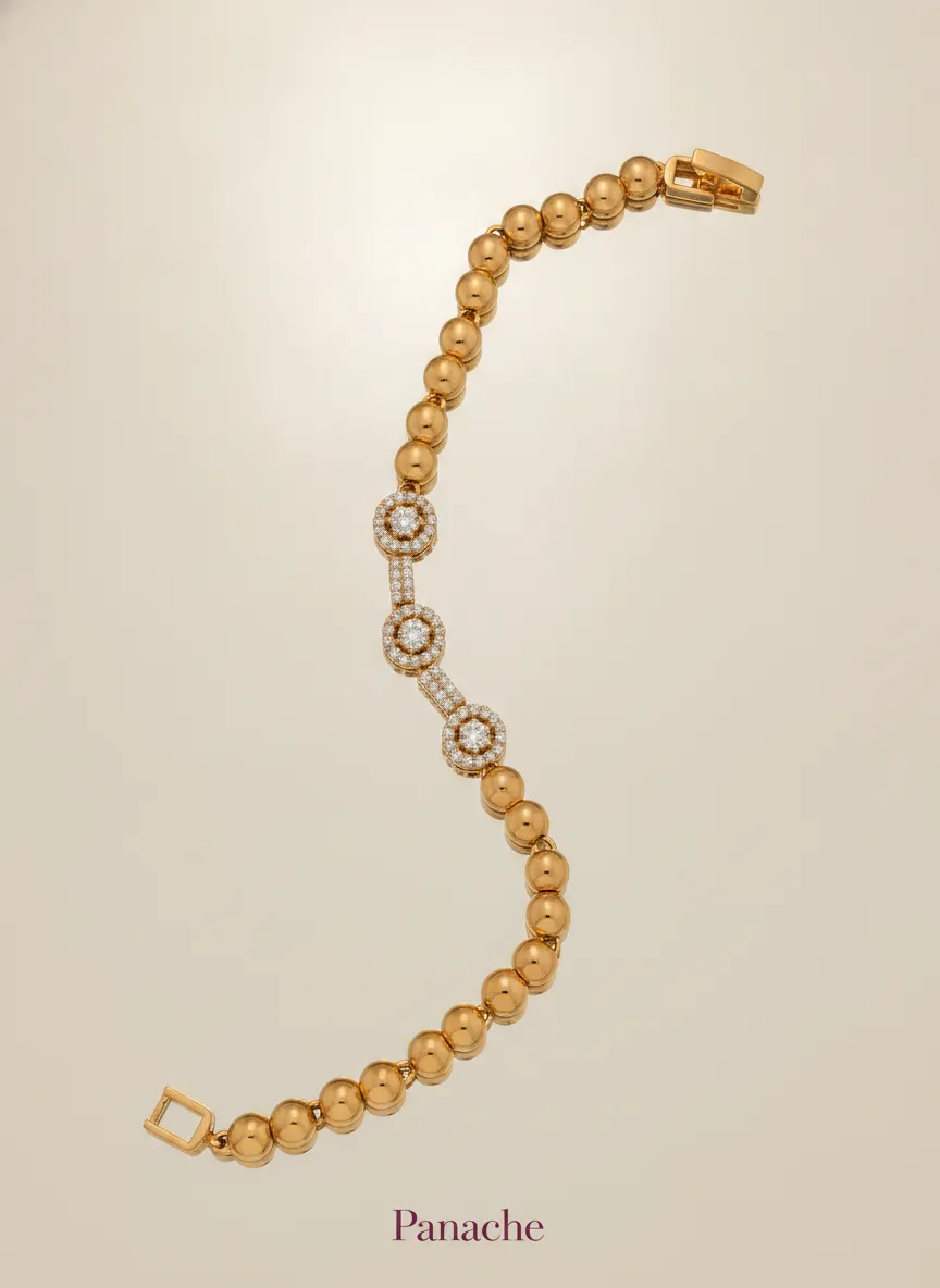 Golden Beaded Zircon Bracelet