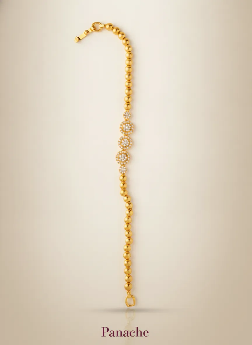 Golden Beaded Pave Bracelet