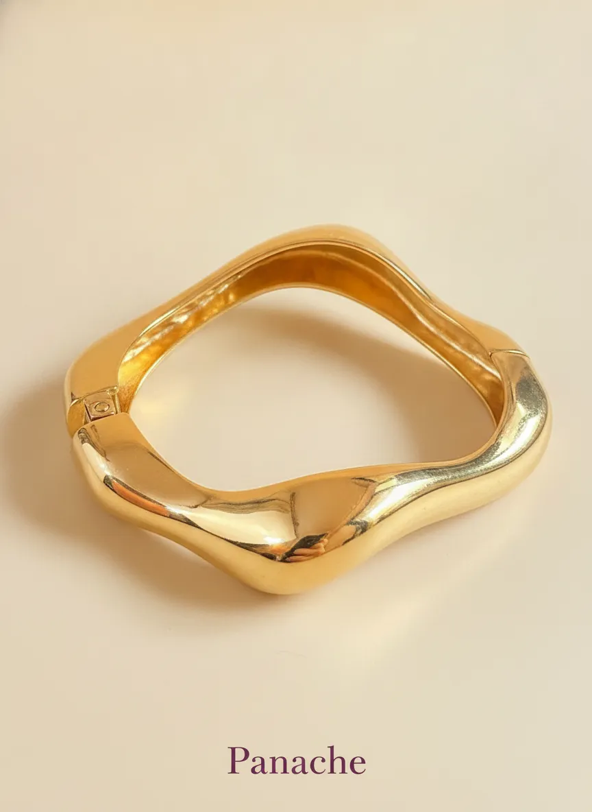 Sculpted Wave Gold Cuff Bracelet