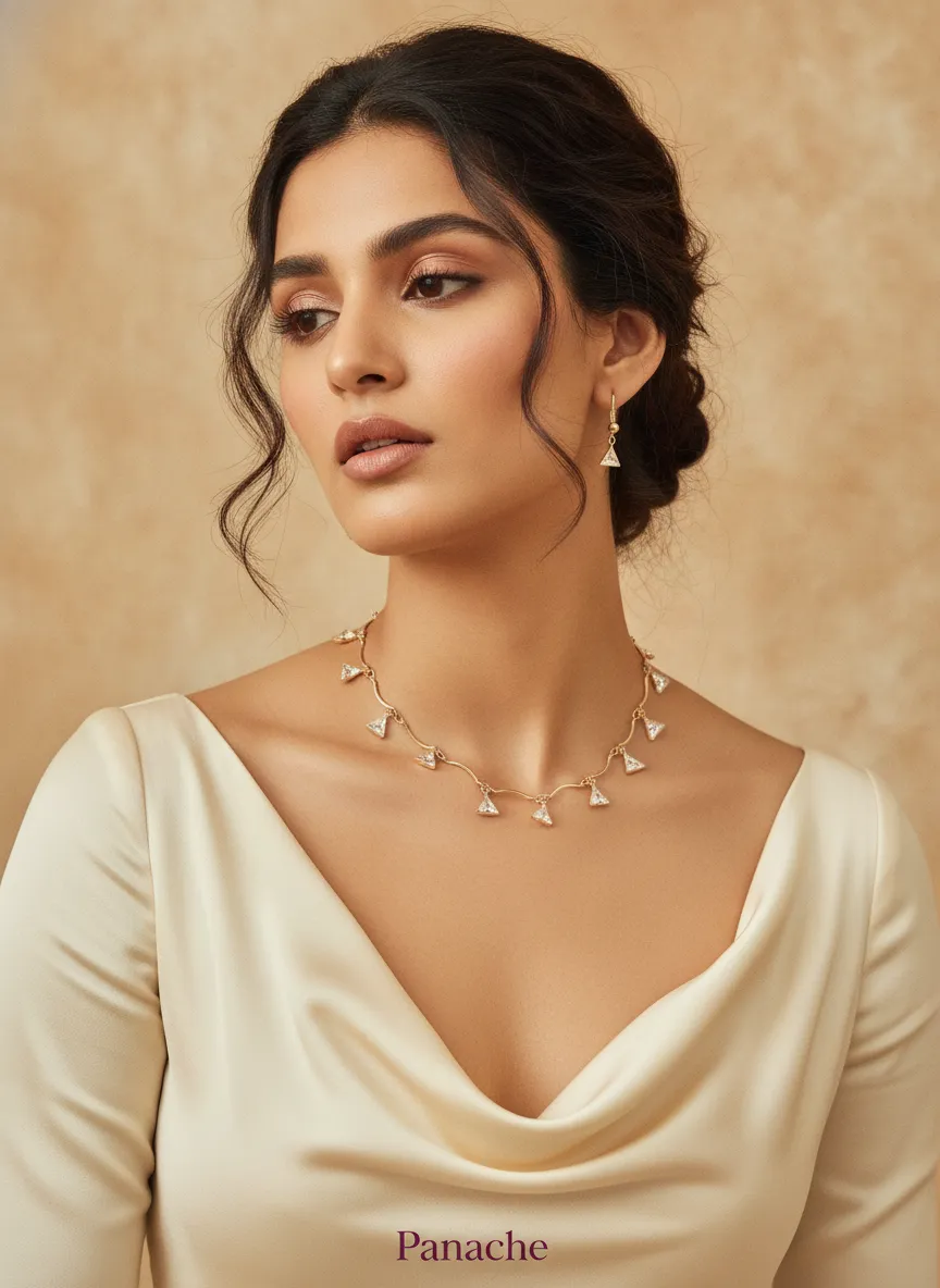 Crystal Triangle Necklace Set