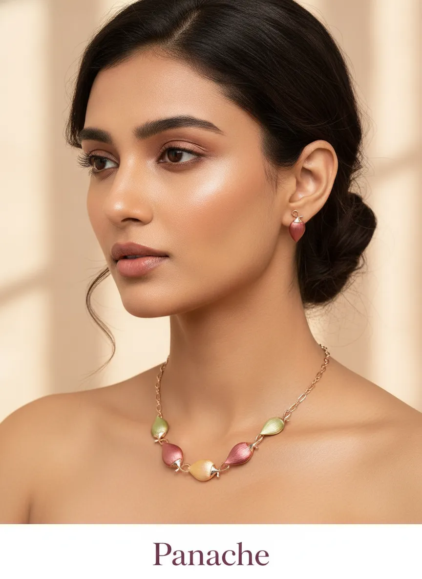 Enamel Petal Necklace Set