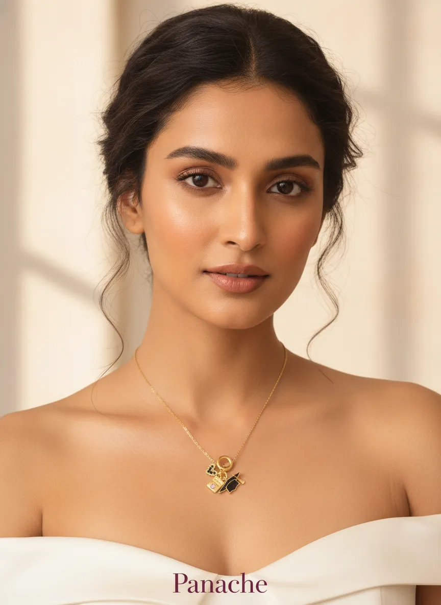 Graduation Charm Cluster Necklace
