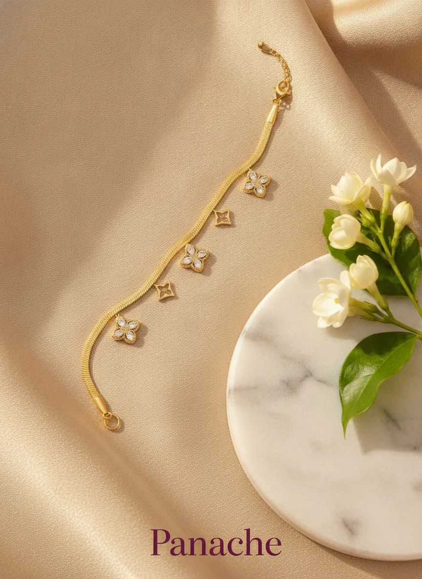 Golden Clover Charm Bracelet
