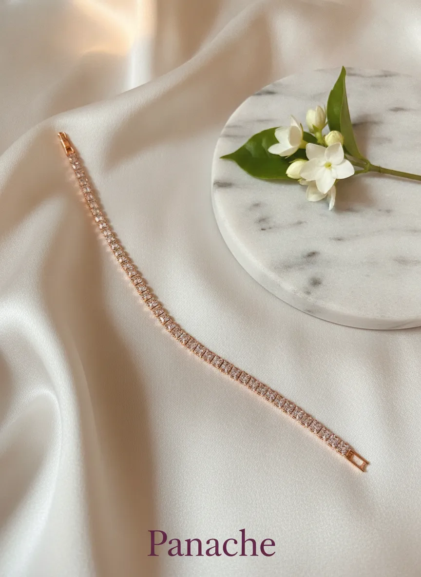 Rose Gold Crystal Tennis Bracelet