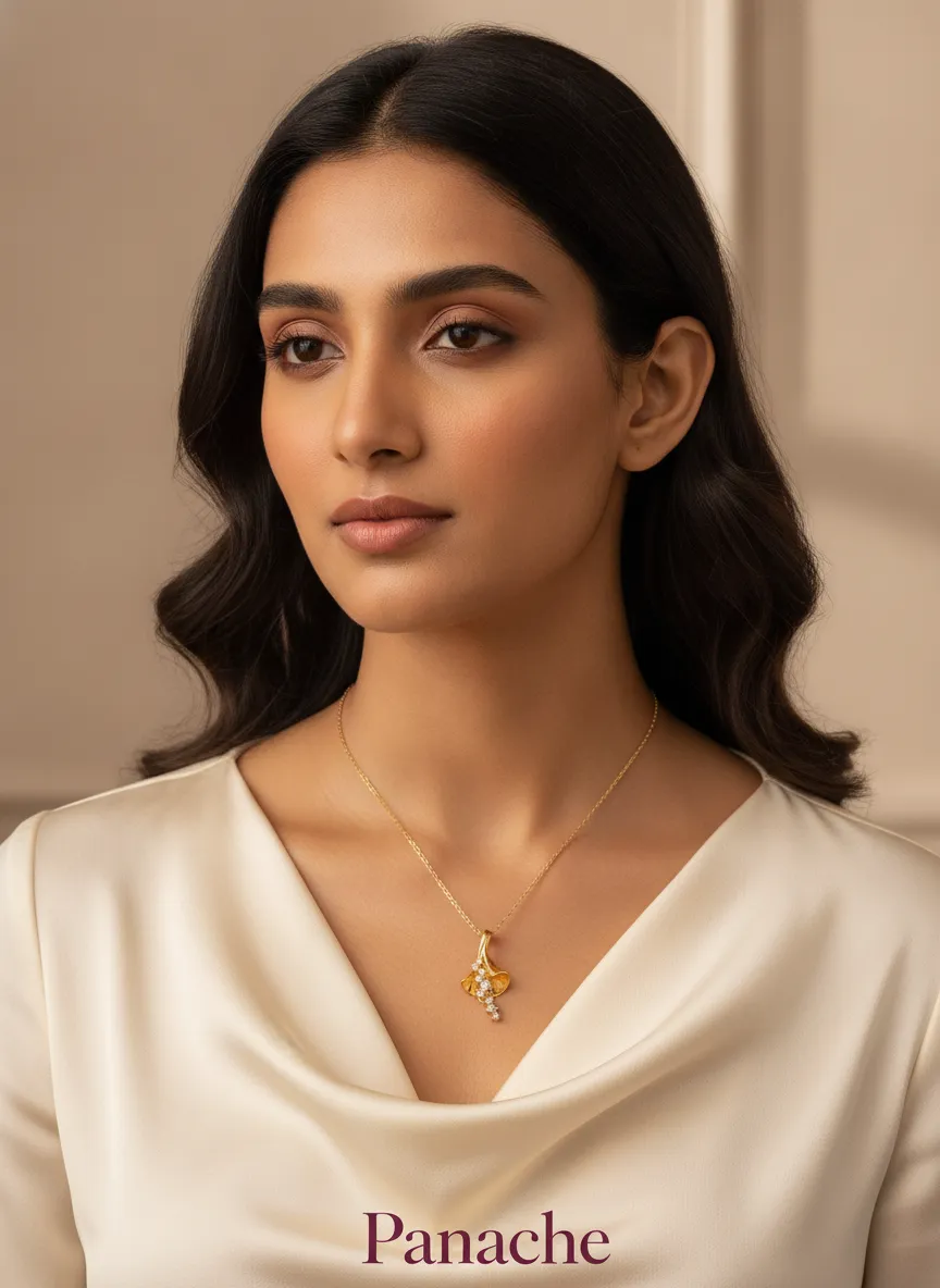 Golden Ginkgo Leaf Pendant Necklace