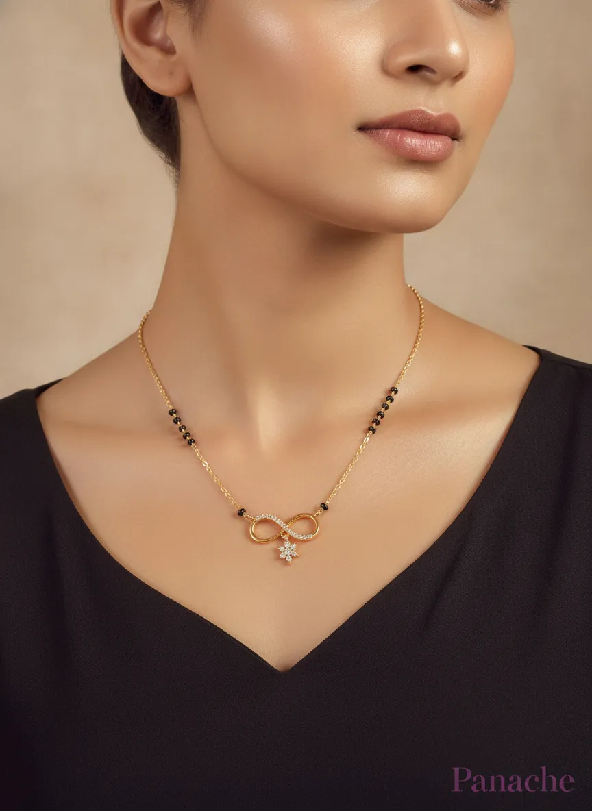 Infinity Star Black Bead Mangalsutra