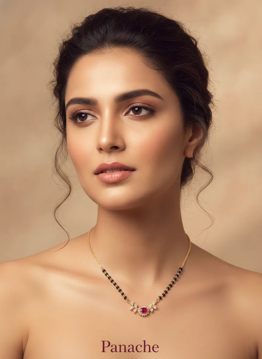 Ruby Kundan Black Bead Mangalsutra