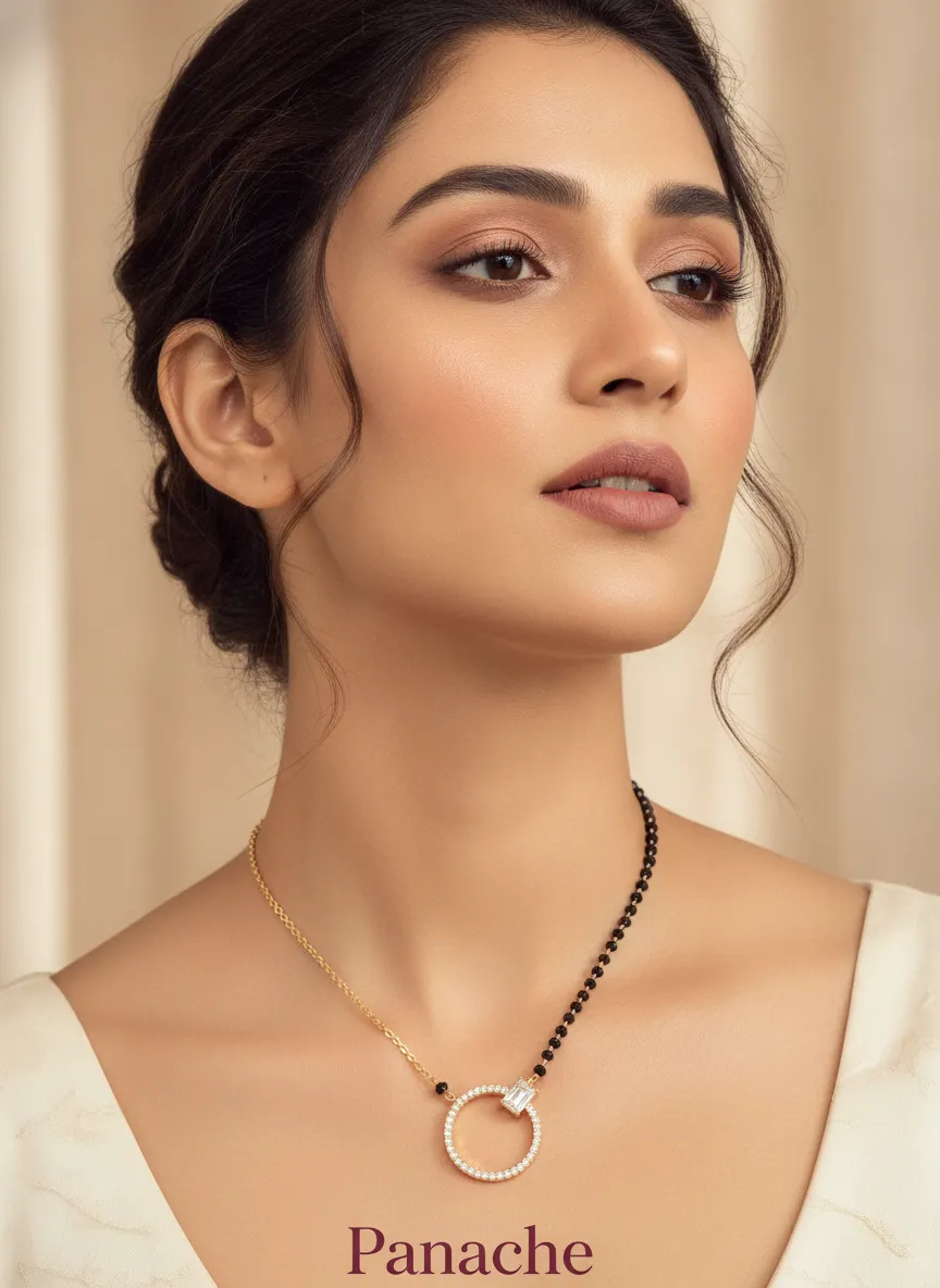 Black Bead Circle Mangalsutra Necklace