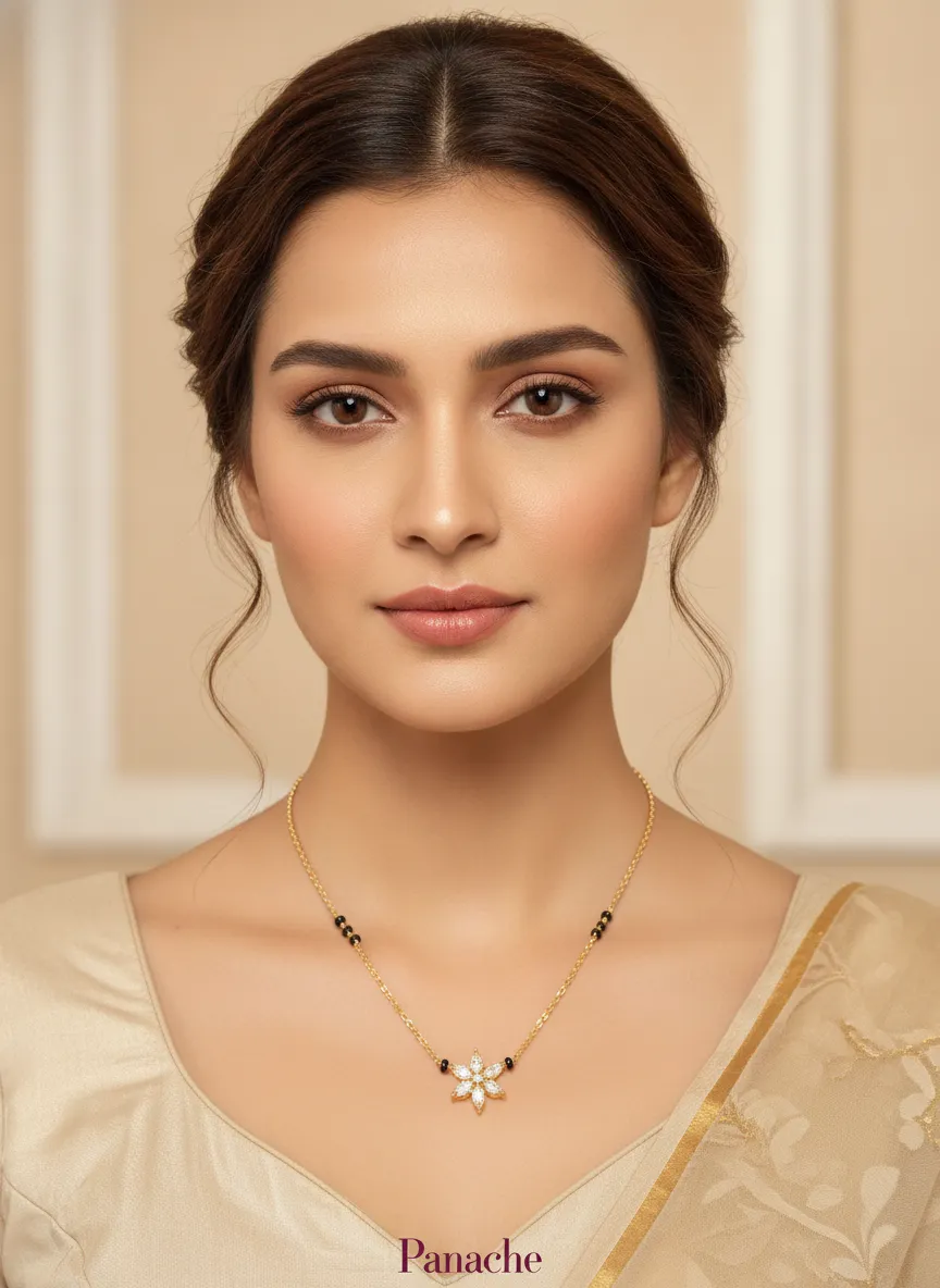 Floral Zircon Mangalsutra Necklace