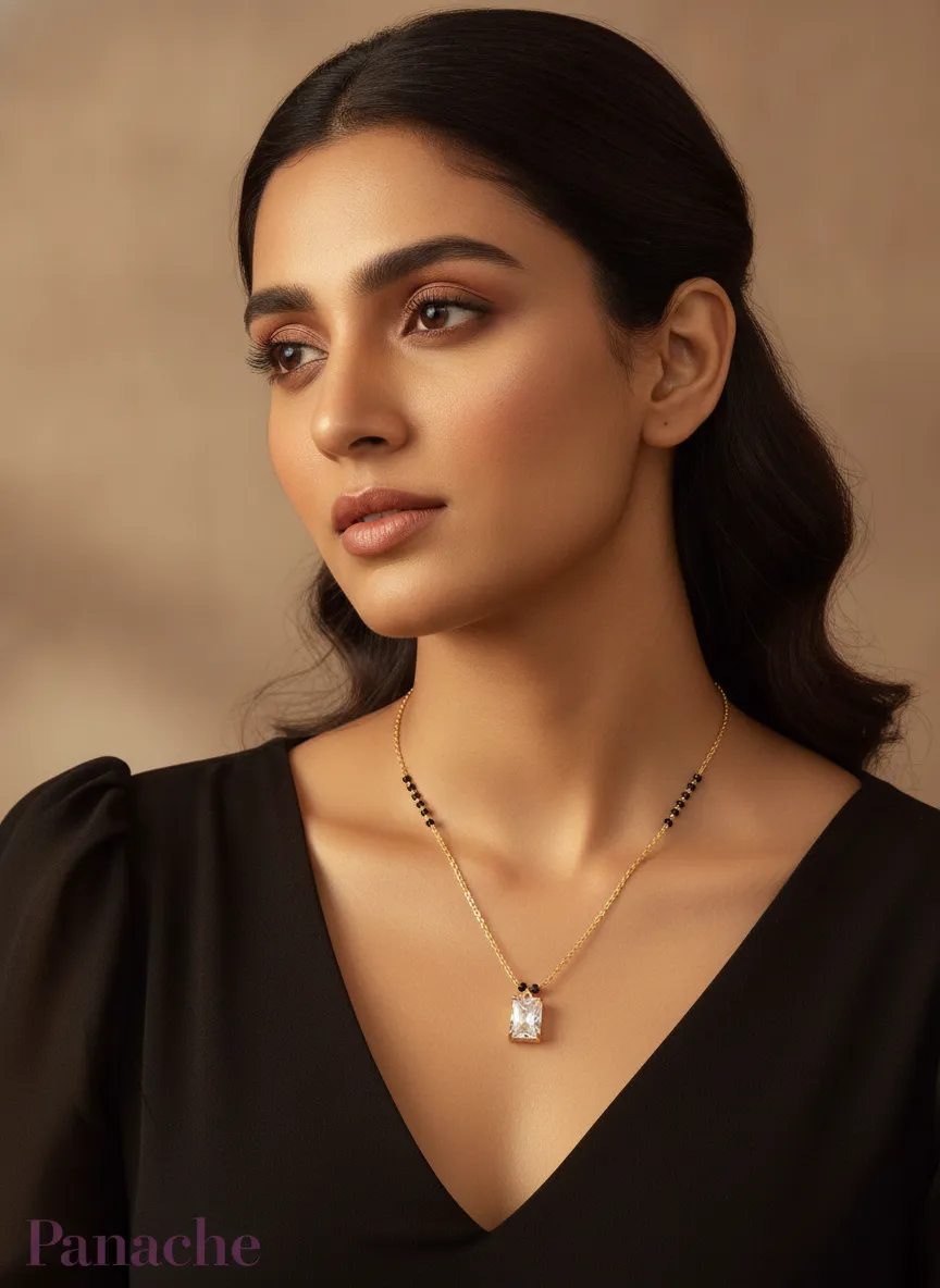 Solitaire Black Bead Mangalsutra