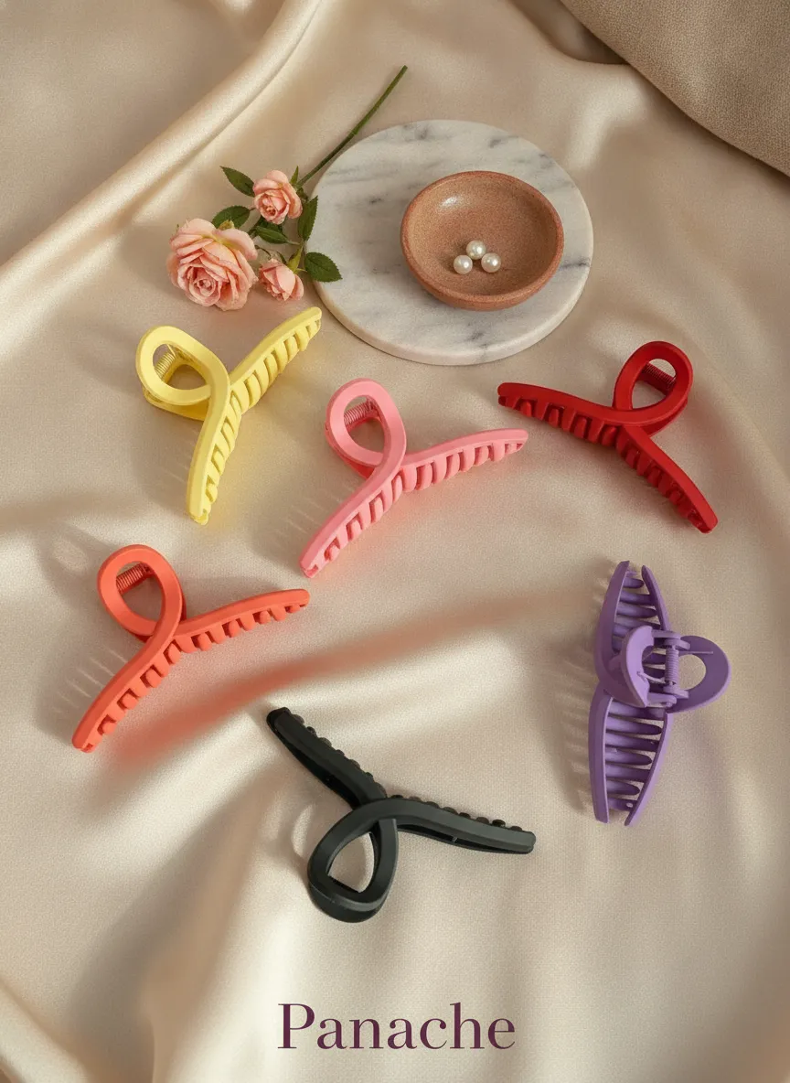Matte Bow Loop Claw Clutcher 3 Pcs - Multicolor