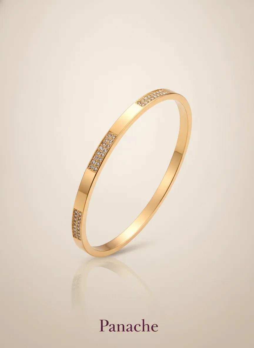 Gold Crystal Bangle Bracelet