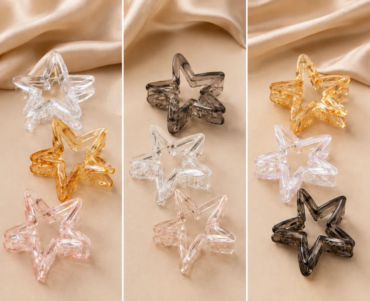 Star Acrylic Claw Clip Set 3 Pcs - Multicolor