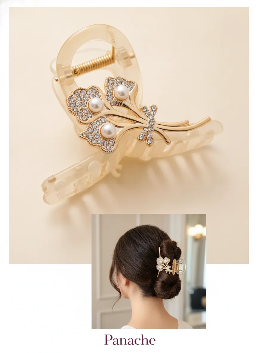 Pearl Floral Claw Hair Clutcher