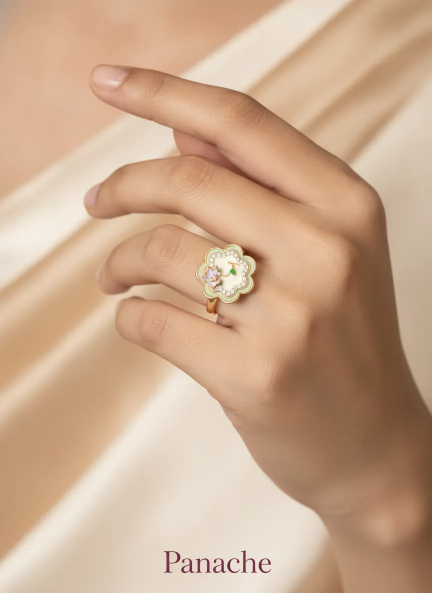 Enamel Floral Blossom Ring