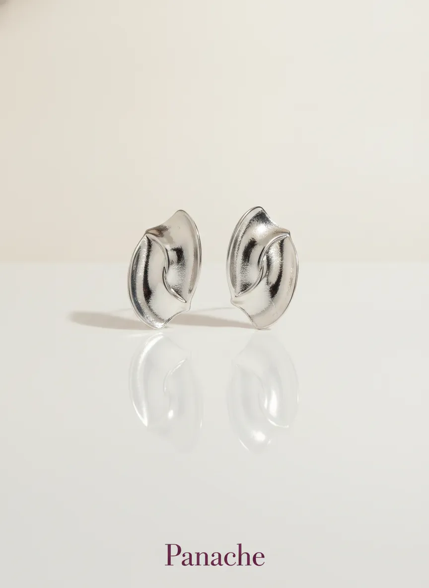Silver Sculpted Petal Studs