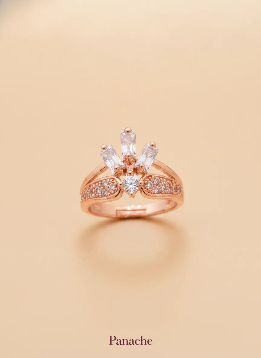 Rose Gold Floral Sparkle Ring